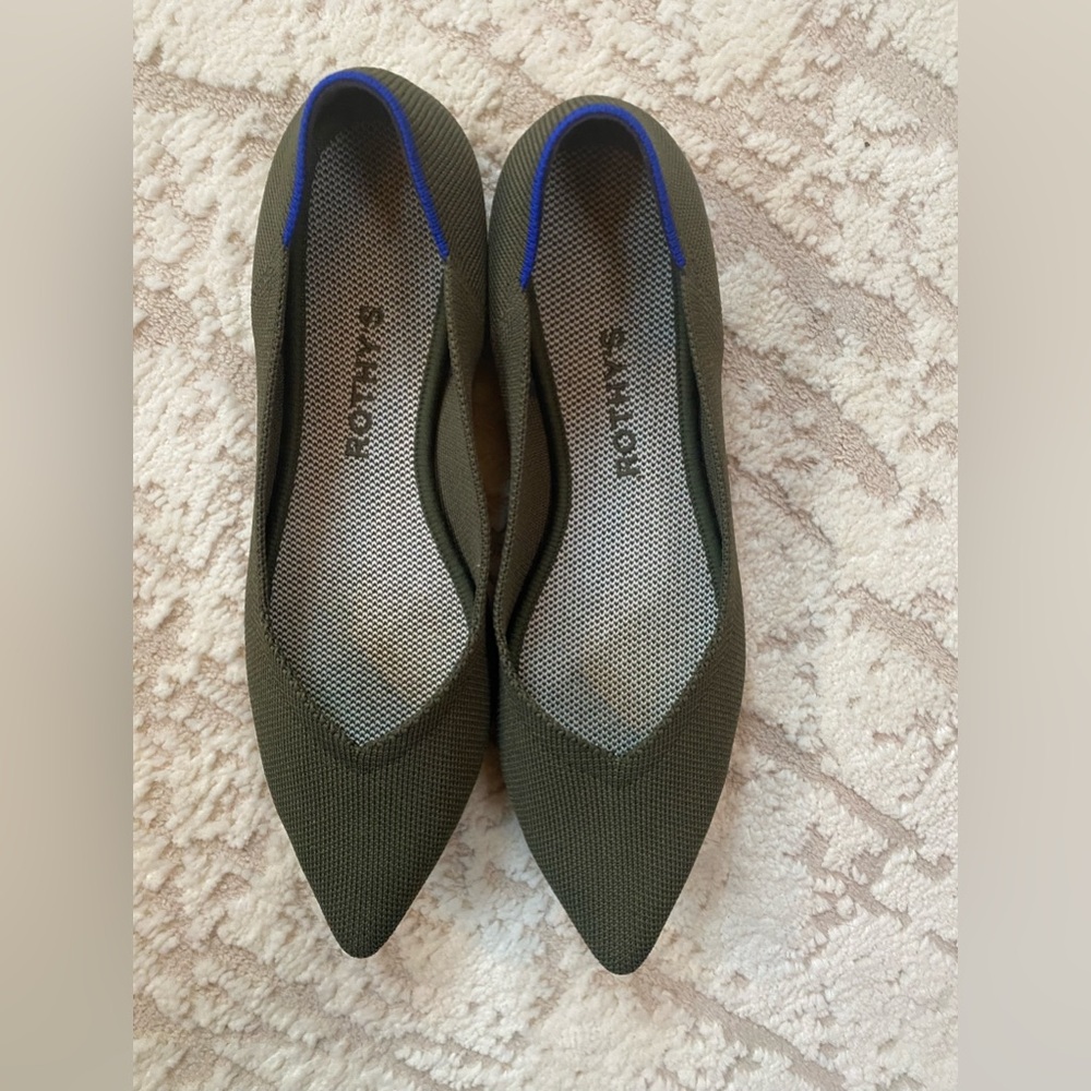 ROTHY’s The Point Olive Green Flats
